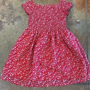 Tobi Red Ditzy Floral Off Shoulder Smocked Dress Size M